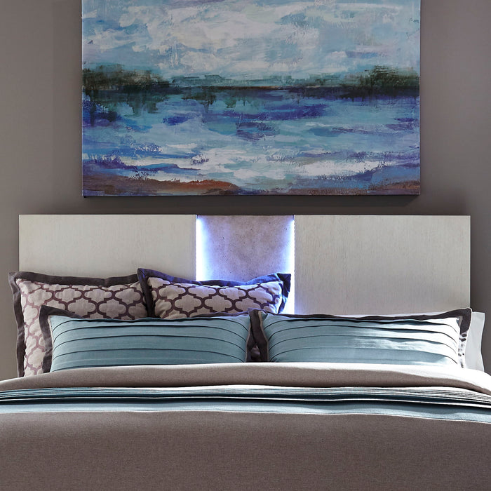 Mirage - King Travertine Panel Headboard - Wirebrushed White