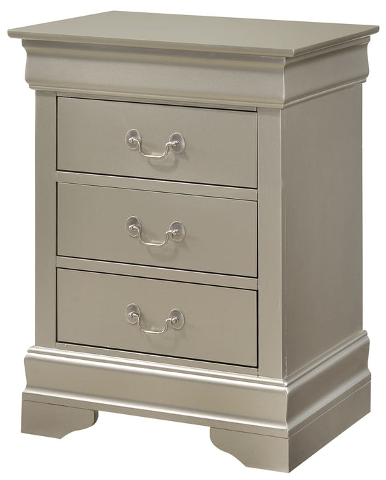 Louis Phillipe - G3103-3N 3 Drawer Nightstand - Silver Champagne