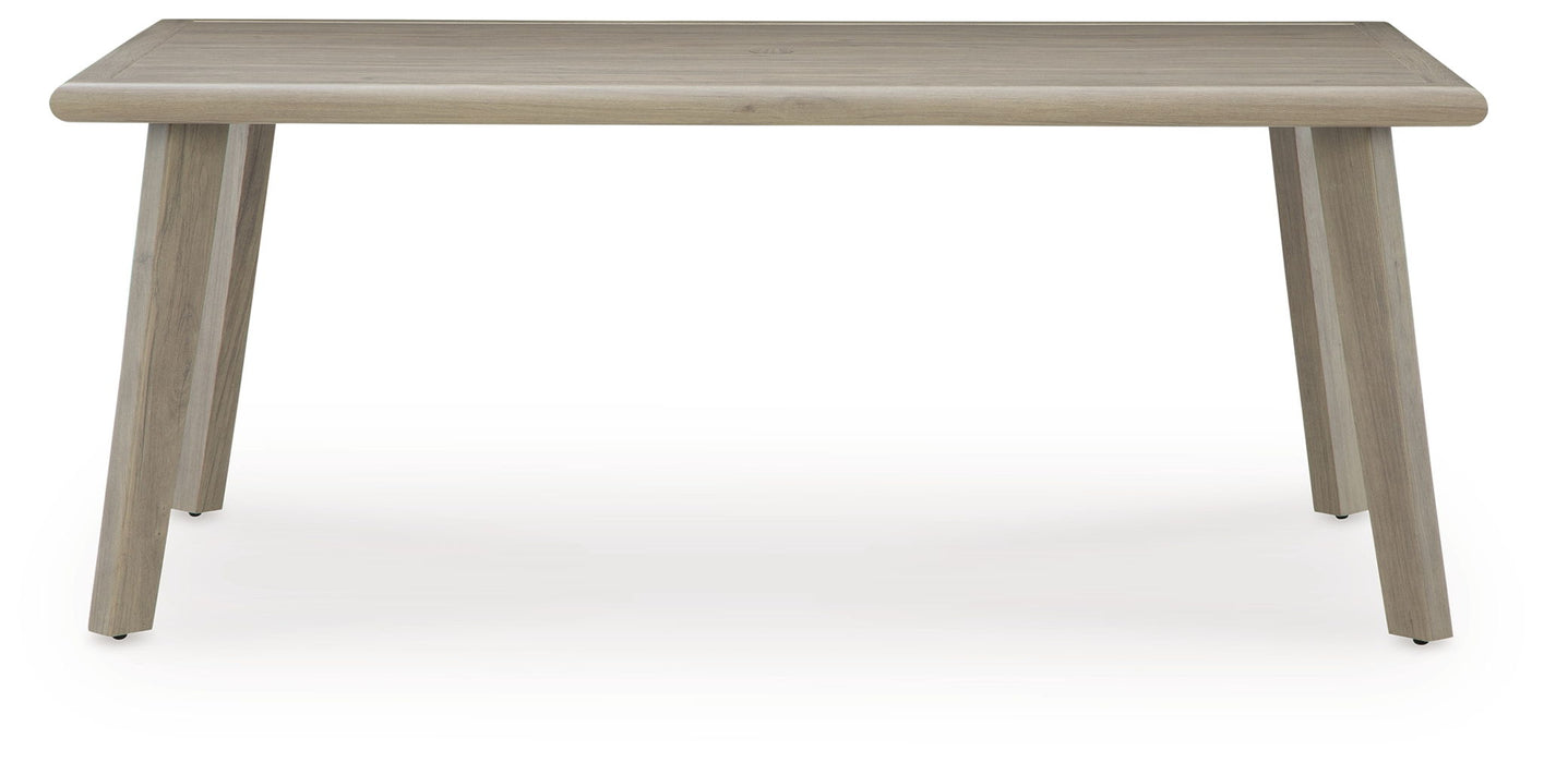 Cliff Trails - Rectangle Dining Table With Umbrella Option - Beige