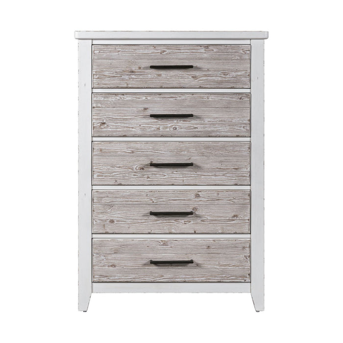 Backroads - 5 Drawer Chest - Weathered White