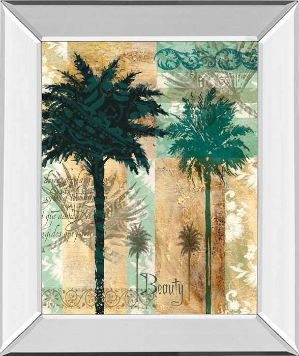 Palm Il By Maeve Fitzsimons - Mirror Framed Print Wall Art - Green
