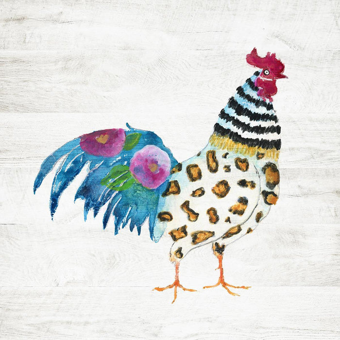 Funky Rooster By Tava Studios (Framed) (Small) - Light Blue