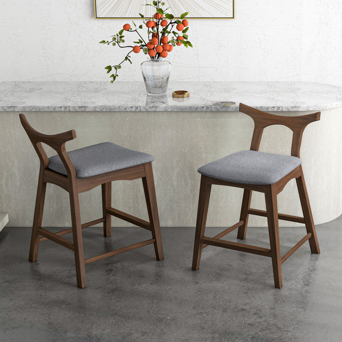 Hester - Solid Wood Upholstered Square Bar Chair (Set of 2) - Gray