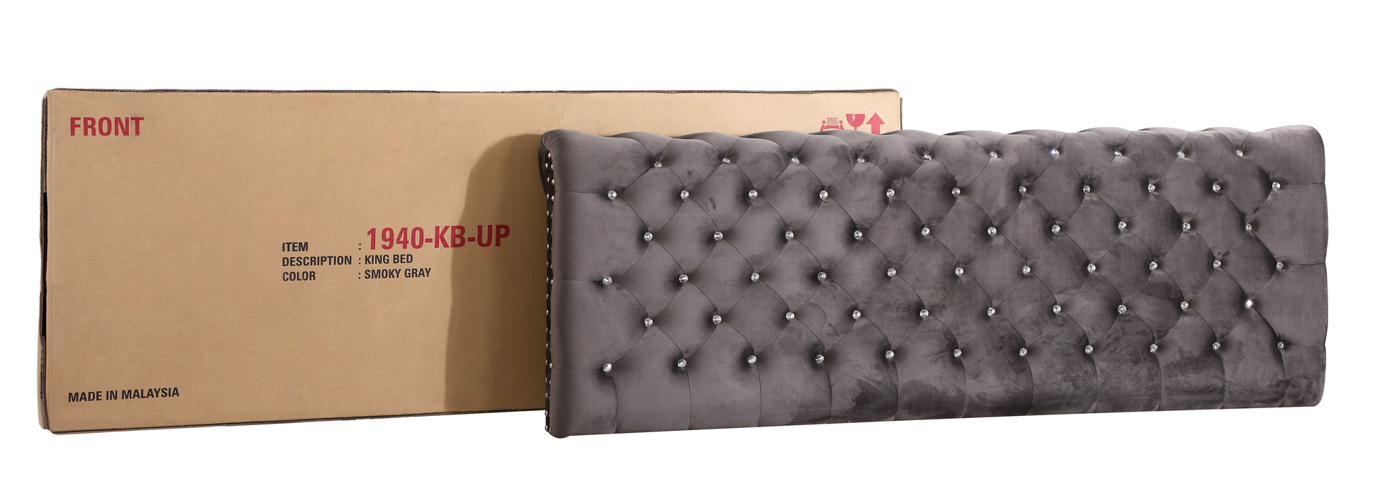 Maxx - G1940-KB-UP Tufted Upholstered Bed - Gray