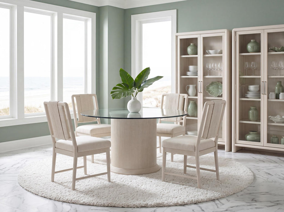 Maren - Complete Round Glass Top Dining Table