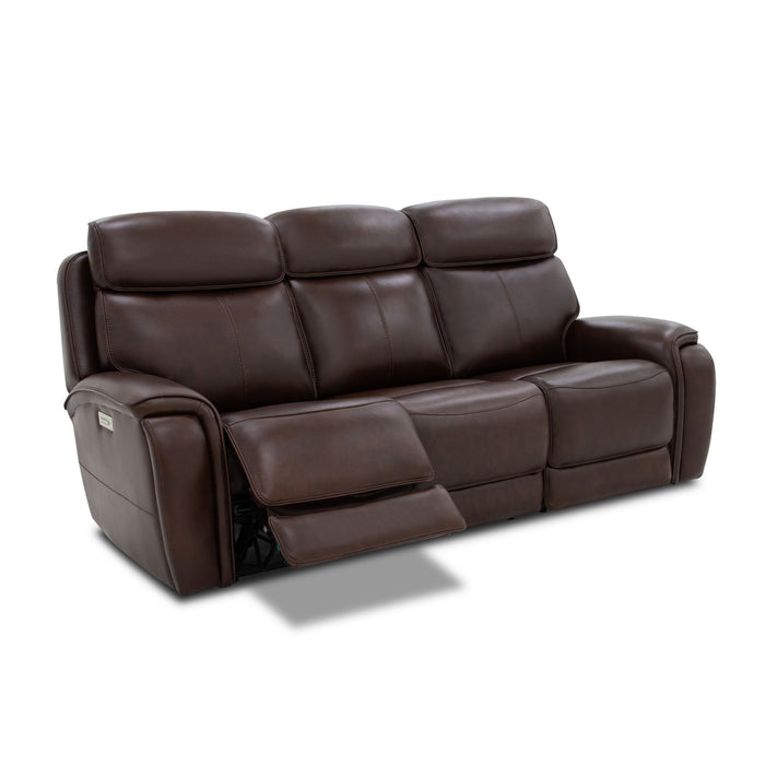 Walker - Power Reclining Sofa With Console, Power Headrest & Lumbar - Dark Brown