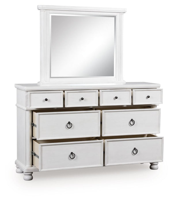 Rowlenstown - 3 Pc. - Queen Poster Bed, Dresser And Mirror - Antique White