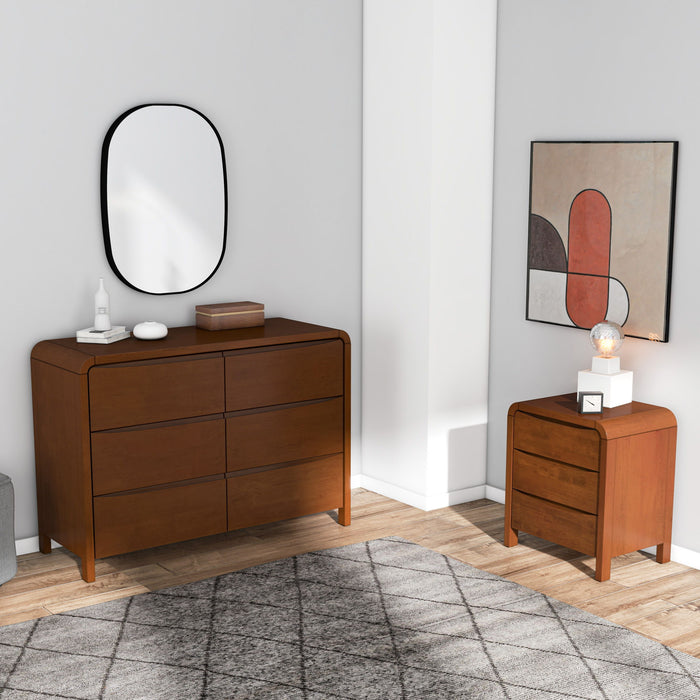 Lionel - Mid Century Modern Solid Wood 6-Drawer Dresser - Dark Brown