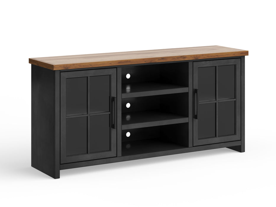 Bridgevine Home - Essex 67" TV Stand Console for TVs up to 80"es - Black and Whiskey Finish