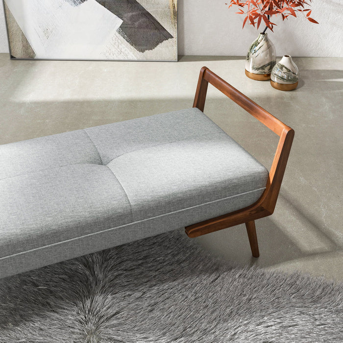 Cora - Mid Century Modern Gray Fabric Bench - Gray