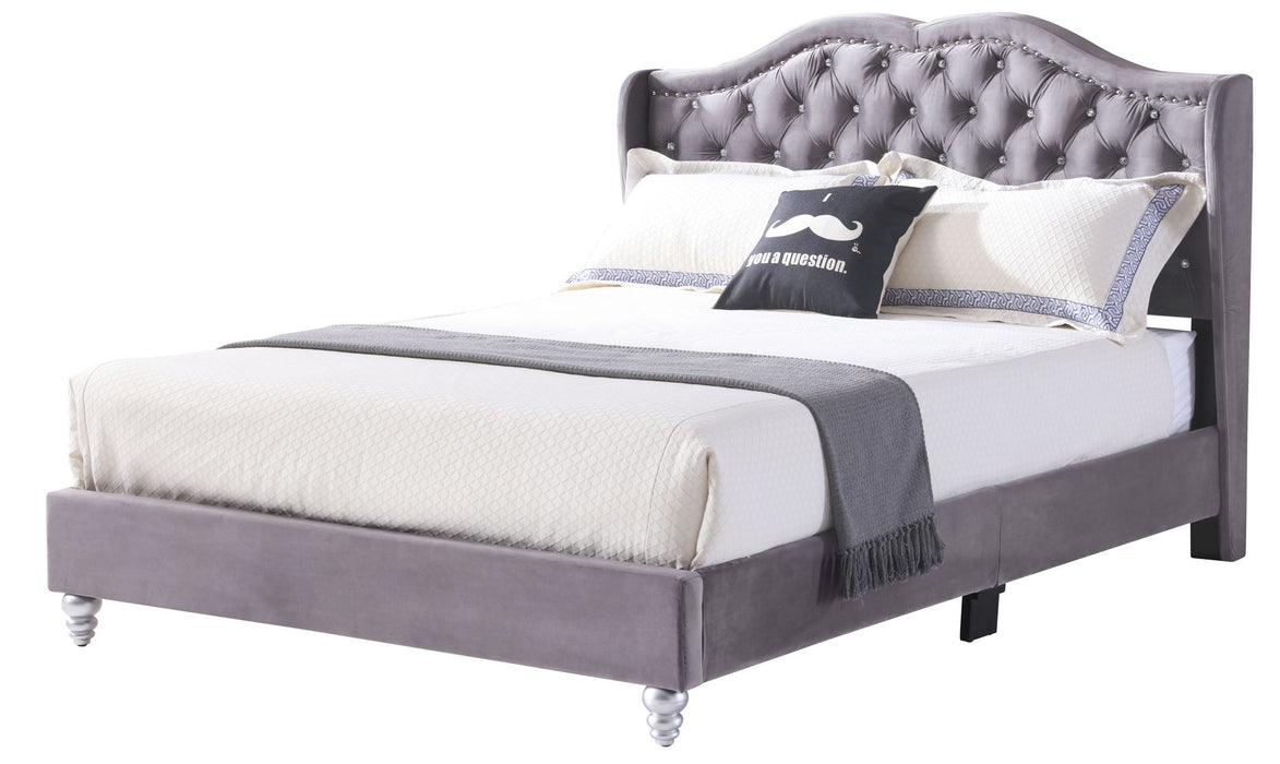 Joy - G1931-QB-UP Queen Upholstered Bed - Gray