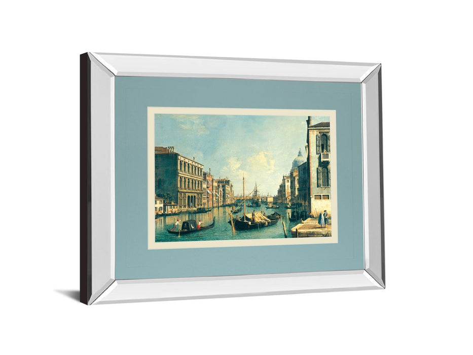 The Grand Canal, Venice The Rialto Bridge By Antonia Canaletto - Mirror Framed Print Wall Art - Blue