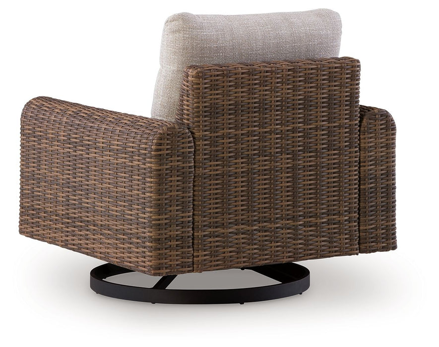 Dolan Creek - Swivel Lounge With Cushion - Gray / Brown