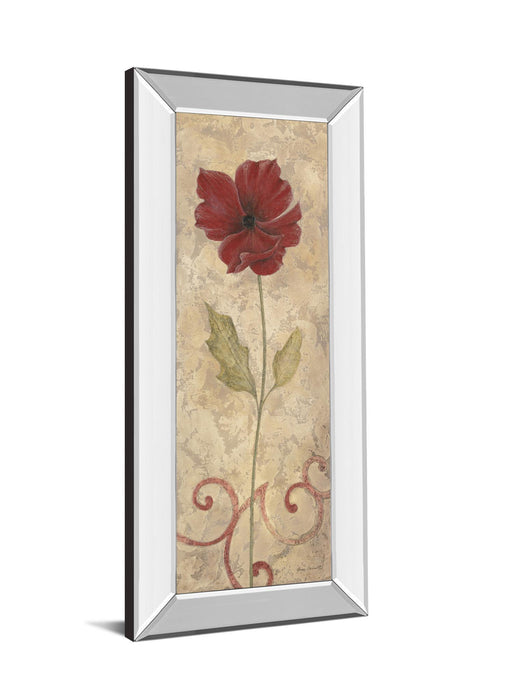 Red Flower II - Mirrored Framed Print Wall Art - Red