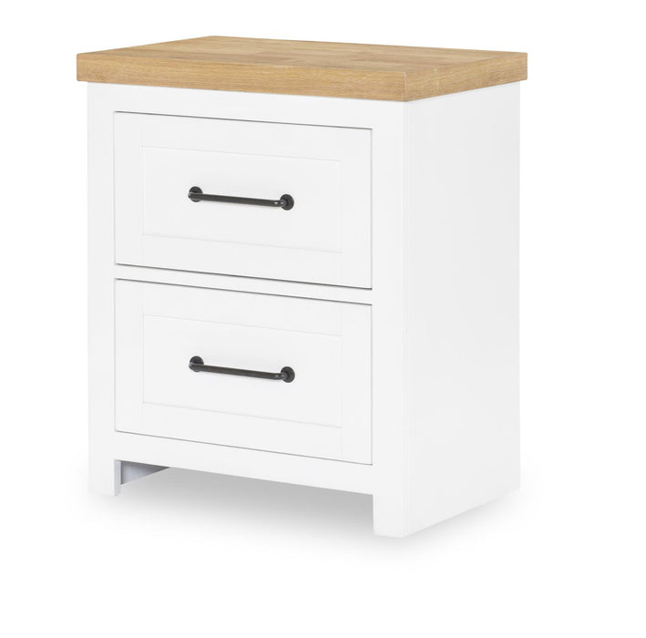 Horizons - 2 Drawers Nightstand - Pure White / Natural Oak