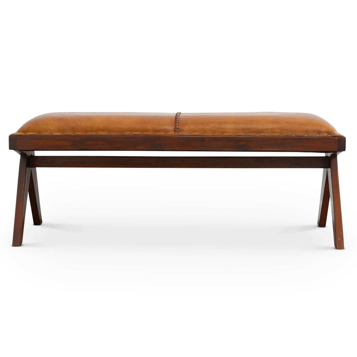 Chad - Leather Bench - Light Brown