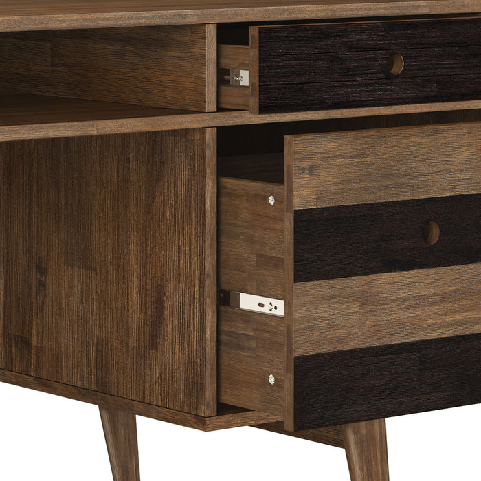 Clarkson - Desk with side drawers - Rustic Natural Aged Brown