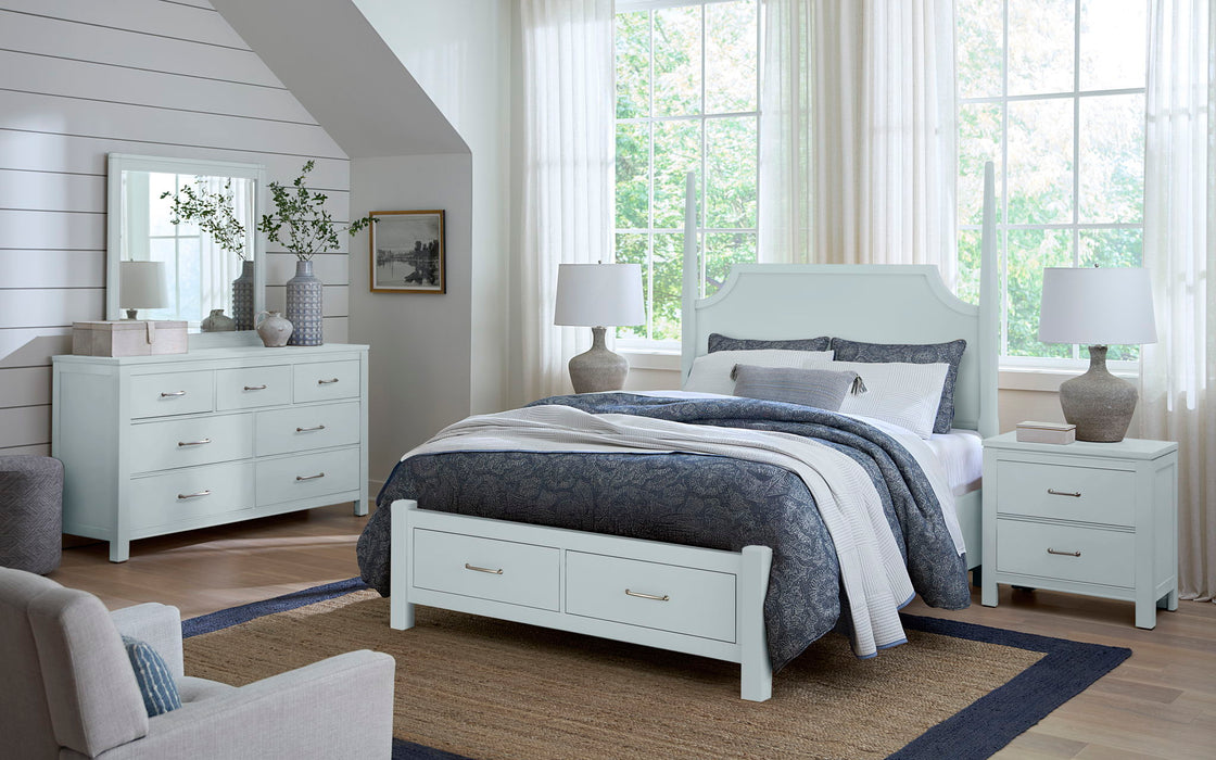 Tide & Timber - King Pencil Post Storage Bed - Blue Maple