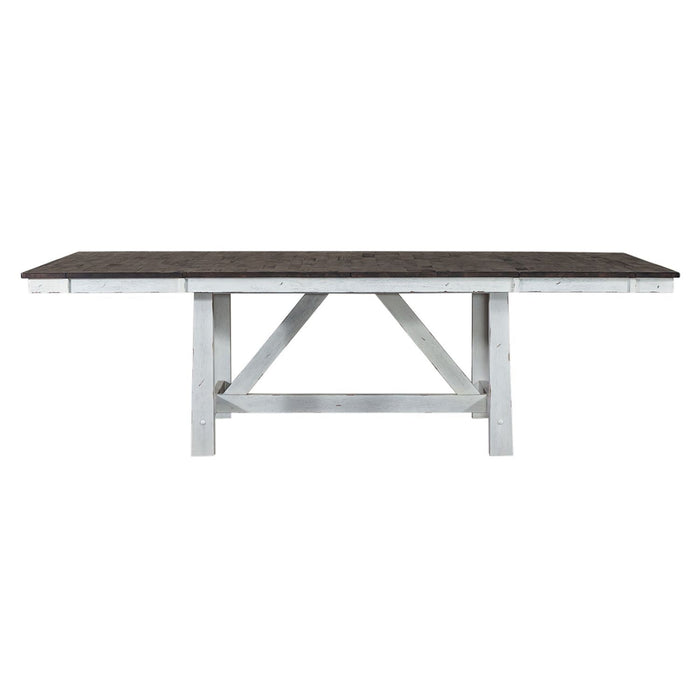 Farmhouse - Trestle Table - Two Tone White / Wood Tone