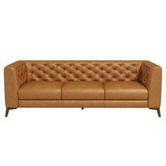 Carter - Tufted Tight Back Genuine Leather Sofa - Orange