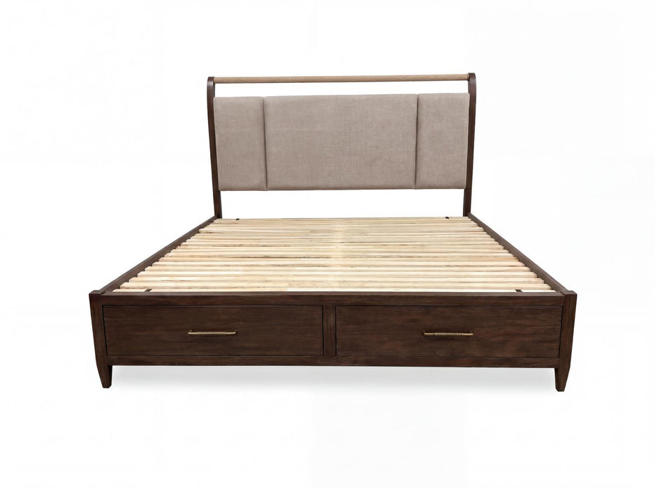 Reflections - Complete Upholstered Sleigh Bed With Storage Footboard