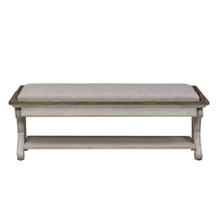 Farmhouse Reimagined - Bed Bench - Antique White / Chestnut Tops