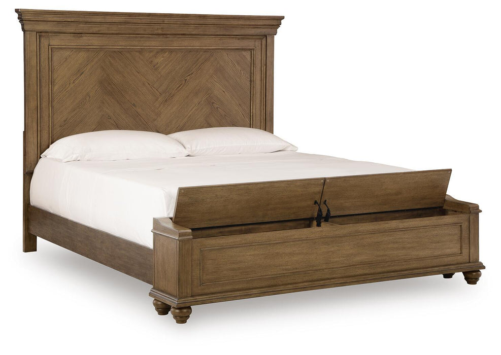 Karallin - King Panel Storage Bed - Medium Brown