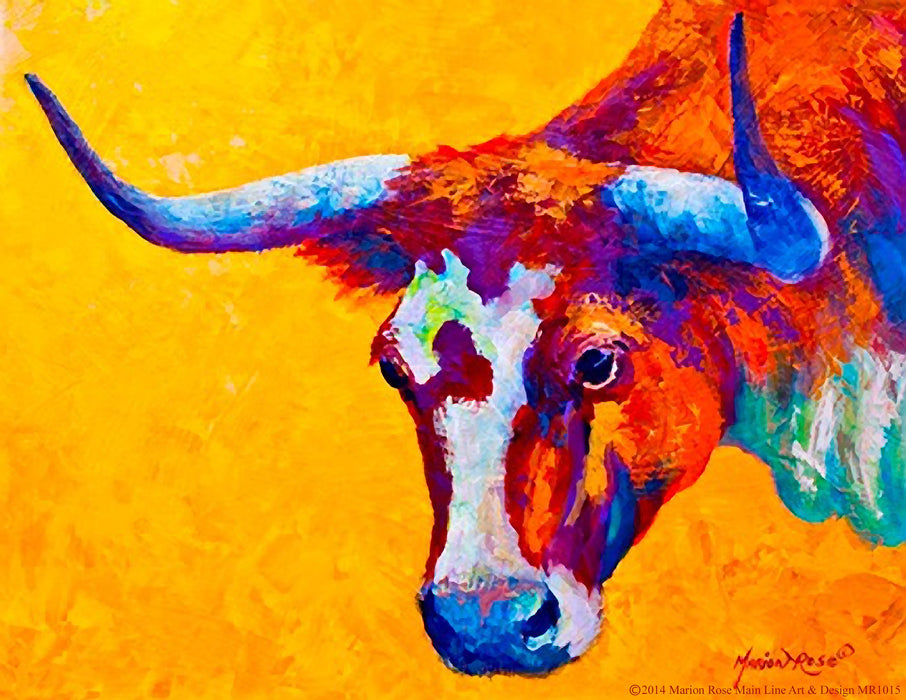 Framed - Bright Steer By Marion Rose - Orange