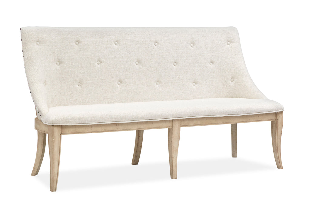 Harlow - Dining Bench With Upholstered Seat & Back - Weathered Bisque