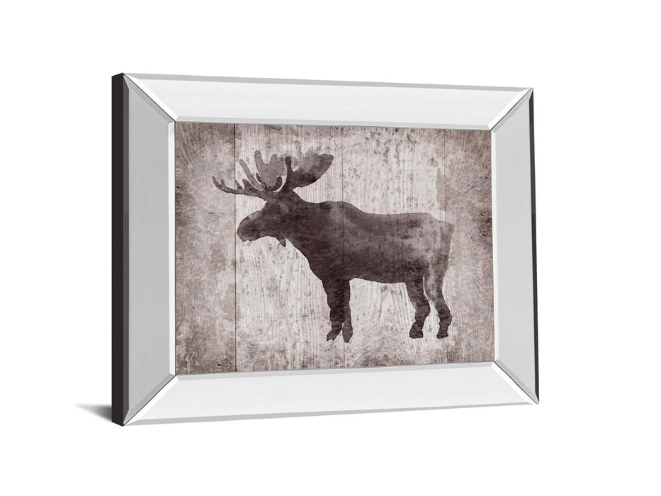 Wildness Iv-timber By Sandra Jacobs - Mirror Framed Elk Print Wall Art - Dark Brown