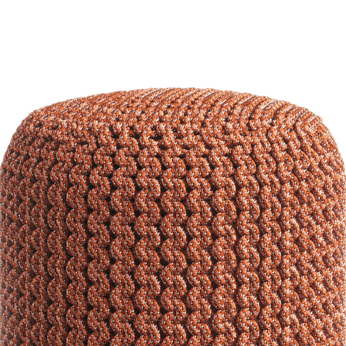 Wynne - Round Knitted Outdoor / Indoor Pouf - Orange