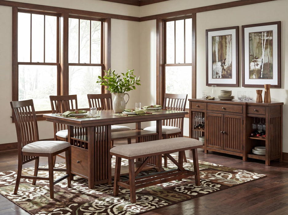 Langley - Slat Back Counter Height Chair (Set of 2) - Fawn / Linen