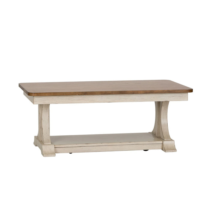 Farmhouse Reimagined - 3 Piece Table Set (1 Cocktail 2 End Tables) - Antique White / Chestnut Tops