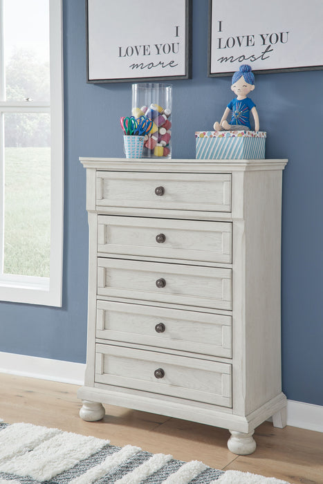 Robbinsdale - Antique White - Five Drawer Chest - Youth