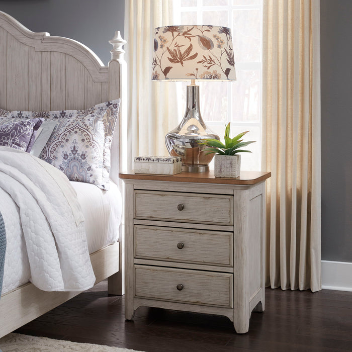 Farmhouse Reimagined - 3 Drawer Nightstand With Charging Station - White