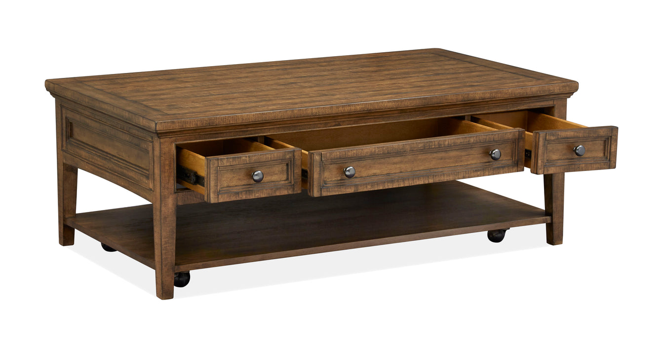 Bay Creek - Rectangular Cocktail Table With Casters - Toasted Nutmeg