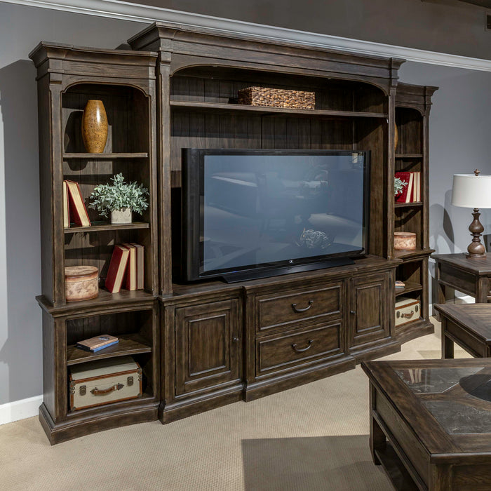 Paradise Valley - Entertainment Center with Piers - Dark Brown