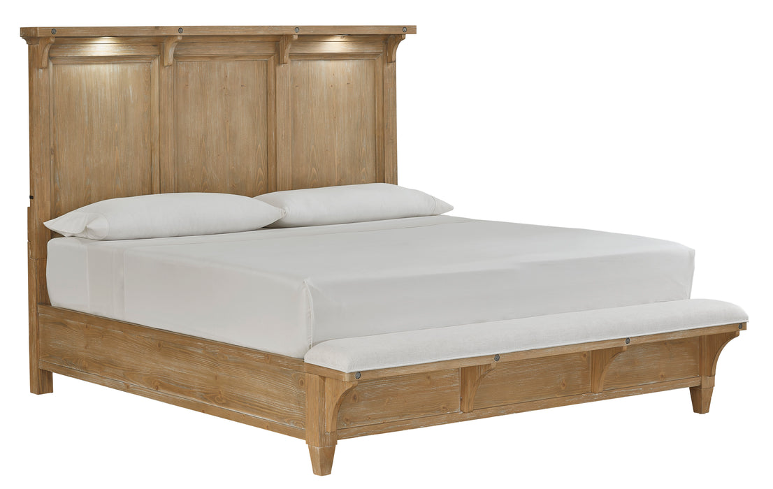 Lynnfield - Complete Lighted Panel Bed With Upholstered Footboard