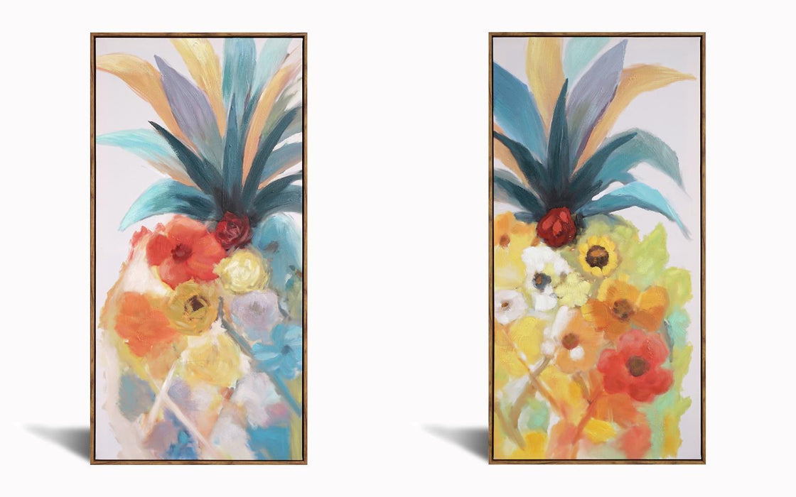 Hand Painted Textured Canvas in Frame 40x39 (Set of 2) - Light Blue