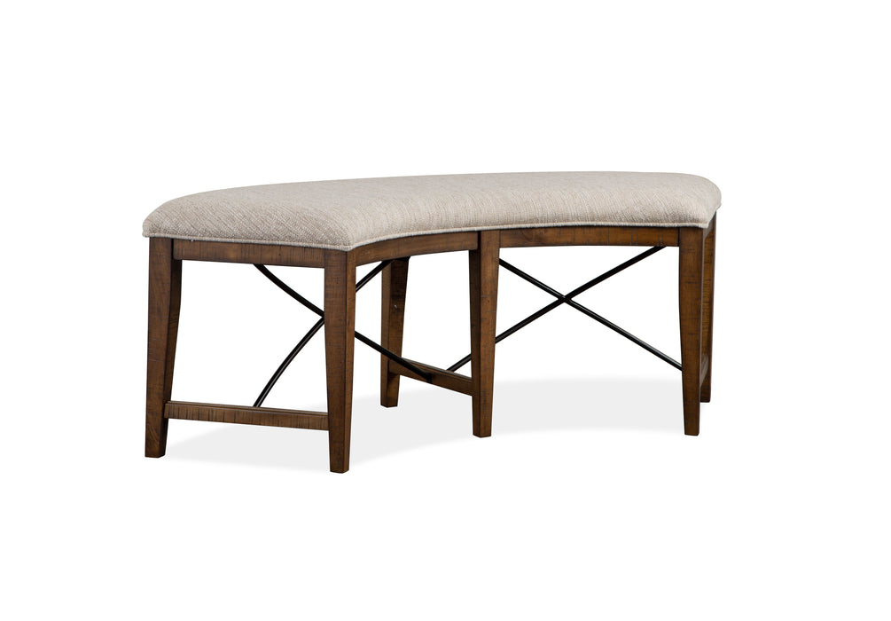 Bay Creek - Curved Bench With Upholstered Seat - Toasted Nutmeg