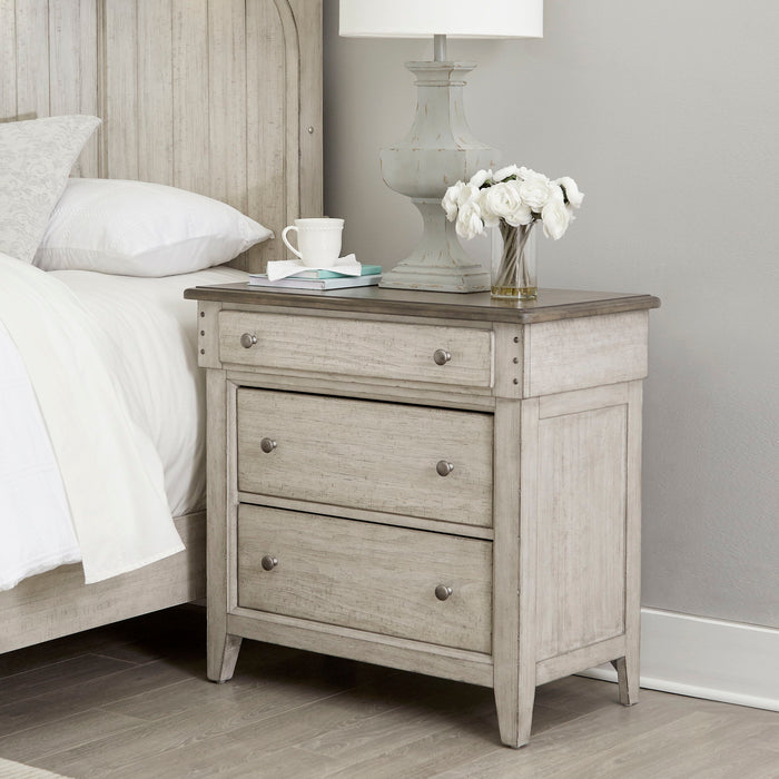 Ivy Hollow - 3 Drawer Bedside Chest With Charging Station - White