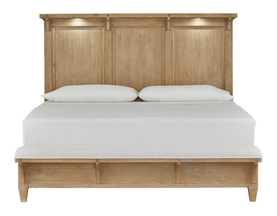 Lynnfield - Complete Lighted Panel Bed With Upholstered Footboard