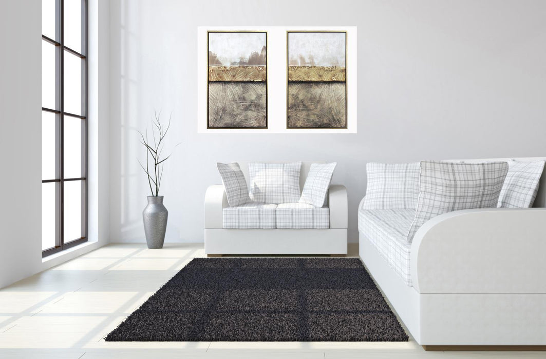 Hand Painted Textured Canvas in Frame 64x47 (Set of 2) - Dark Gray