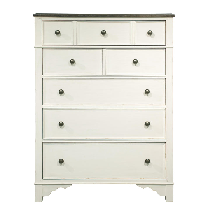 Grand Haven - Five Drawer Chest - Feathered White / Rich Charcoal