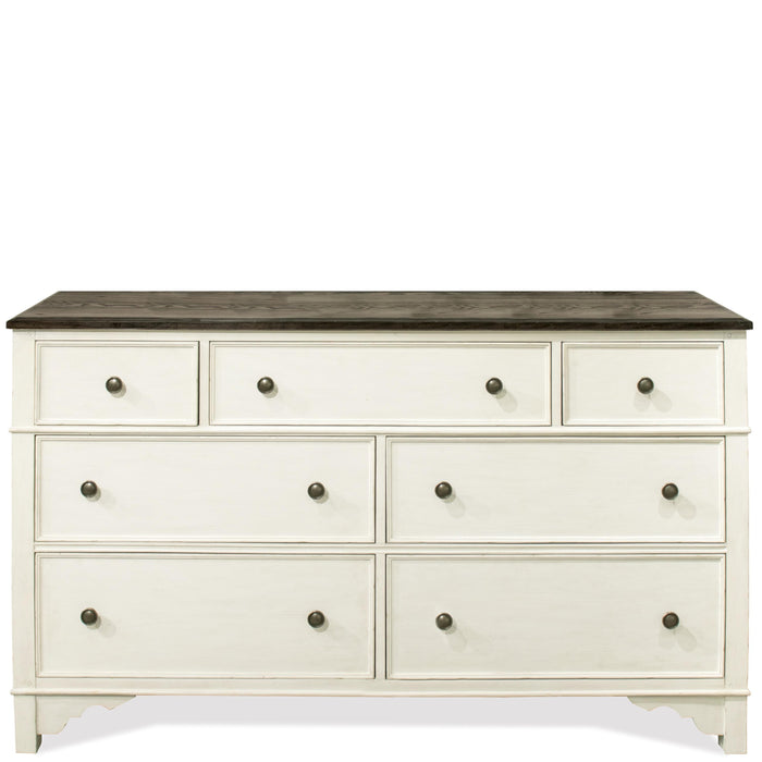 Grand Haven - Seven Drawer Dresser - Feathered White / Rich Charcoal