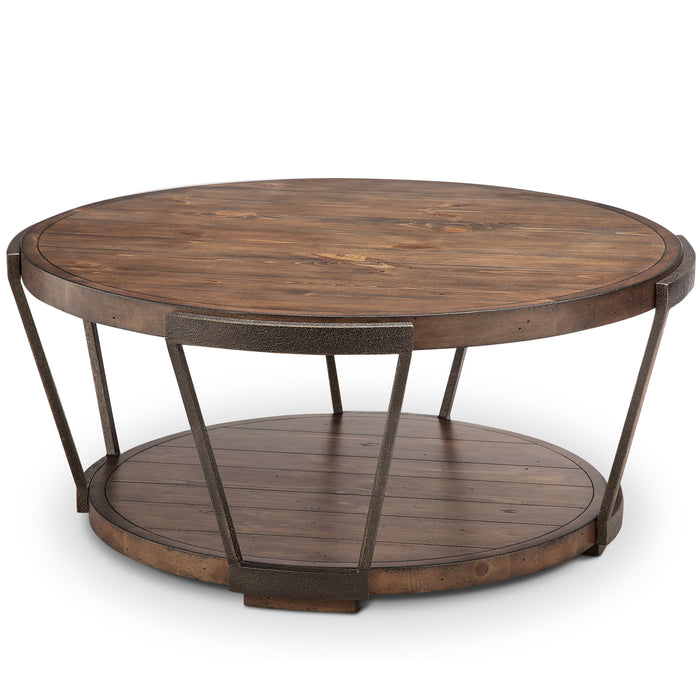 Yukon - Round Cocktail Table (With Casters) - Bourbon