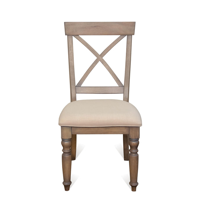 Aberdeen - X-Back Upholstered Side Chair (Set of 2) - Weathered Driftwood
