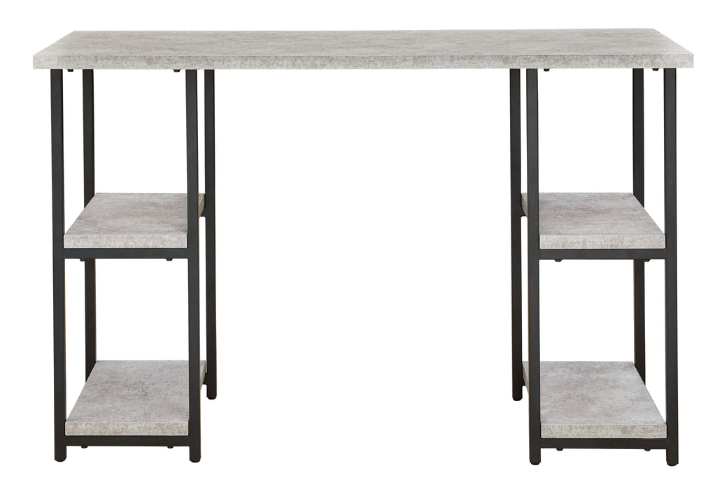 Lazabon - Gray / Black - Home Office Desk - Double-Shelf Pedestal