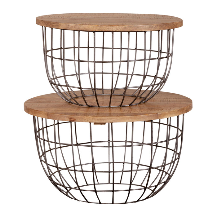Akins - Nesting Caged Accent Tables - Light Brown