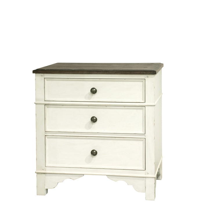 Grand Haven - Three Drawer Nightstand - Feathered White / Rich Charcoal
